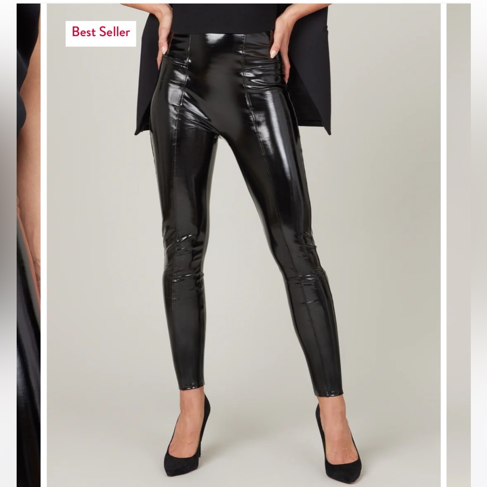 Faux patent leather leggings